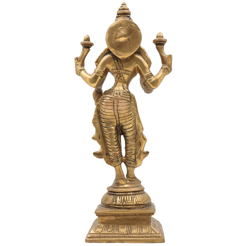 Brass Mahalakshmi Idol | Kamala Padmavati Shri Lakshmi Devi Murti for Pooja, Home Temple & Vastu Decor – Handmade Peetal Sculpture, Gold, 10.5 Inch, 1 Piece