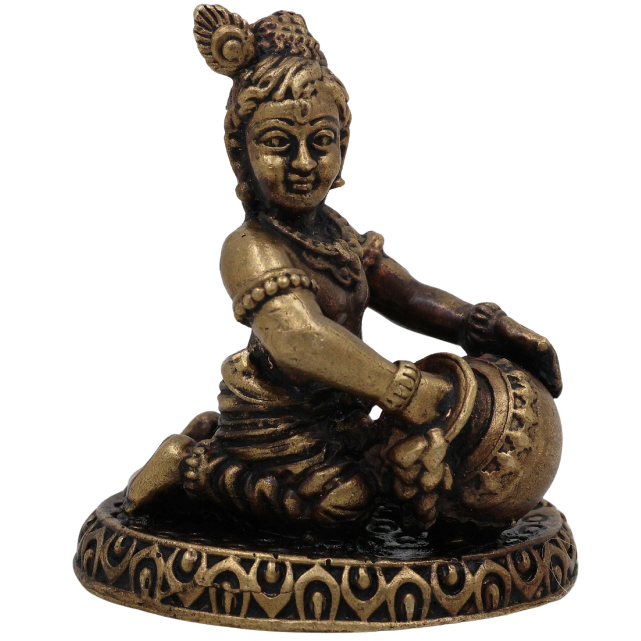 Brass Krishna Idol, Handcrafted Peetal Gopala Murti, Pital Govinda Statue, Balakrishna Moorti, Madhava Figurine for Pooja & Decor, Gold, 2 Inch, 1 Piece