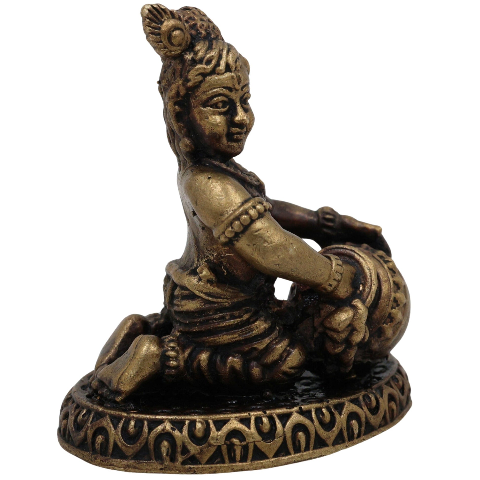 Brass Krishna Idol, Handcrafted Peetal Gopala Murti, Pital Govinda Statue, Balakrishna Moorti, Madhava Figurine for Pooja & Decor, Gold, 2 Inch, 1 Piece