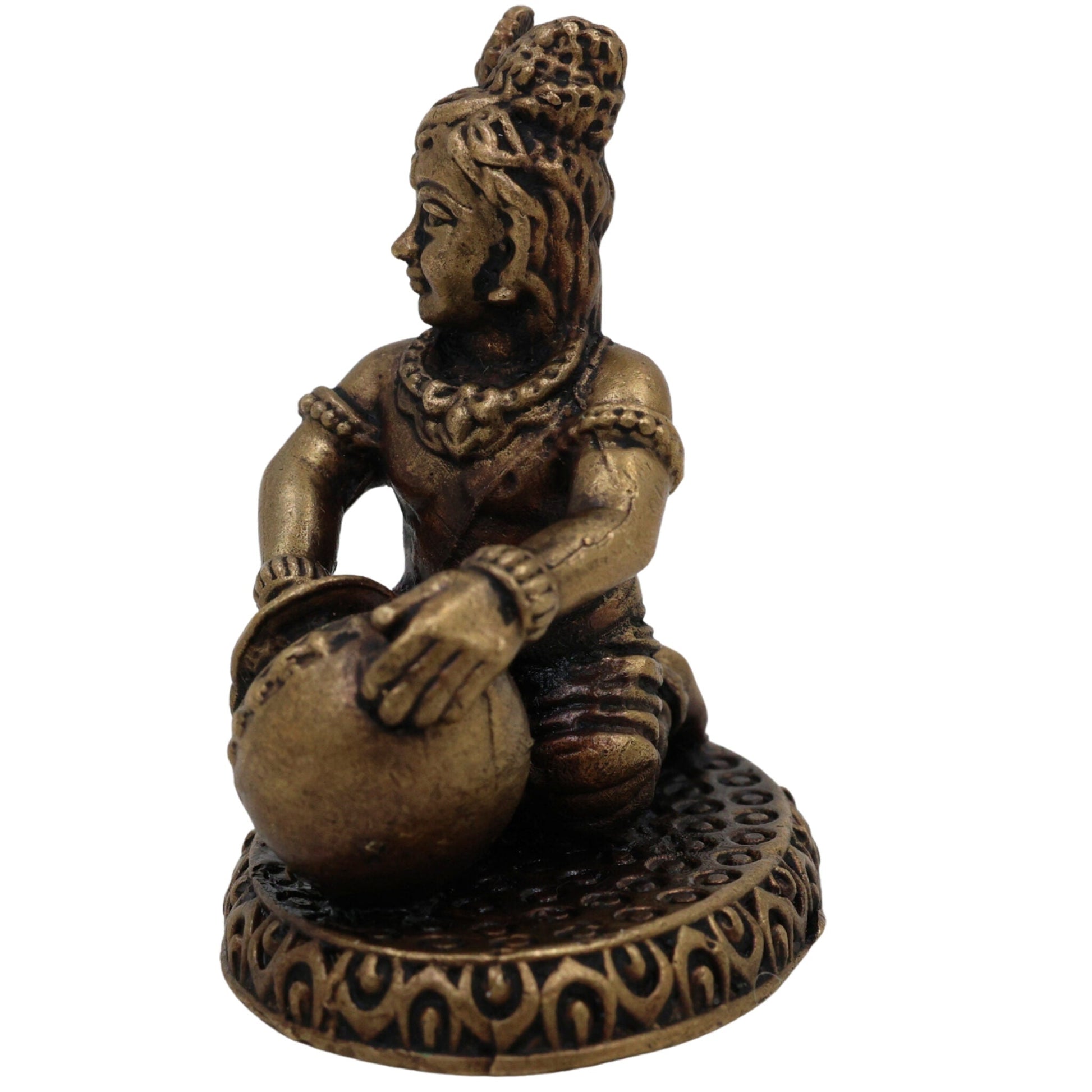Brass Krishna Idol, Handcrafted Peetal Gopala Murti, Pital Govinda Statue, Balakrishna Moorti, Madhava Figurine for Pooja & Decor, Gold, 2 Inch, 1 Piece