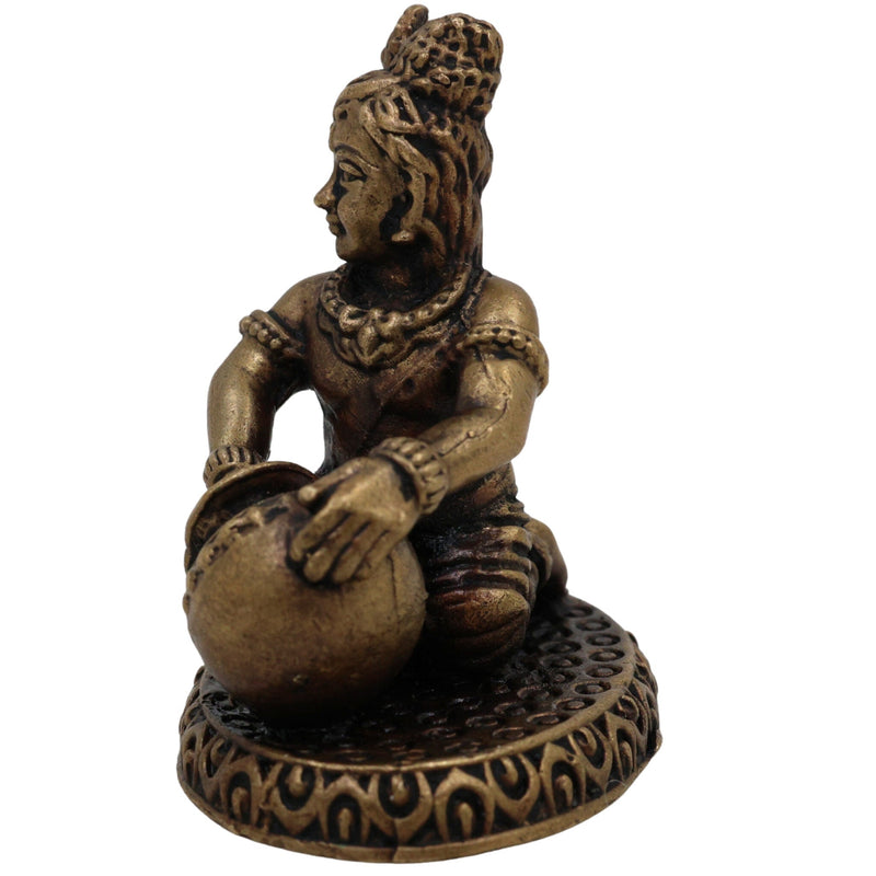Brass Krishna Idol, Handcrafted Peetal Gopala Murti, Pital Govinda Statue, Balakrishna Moorti, Madhava Figurine for Pooja & Decor, Gold, 2 Inch, 1 Piece