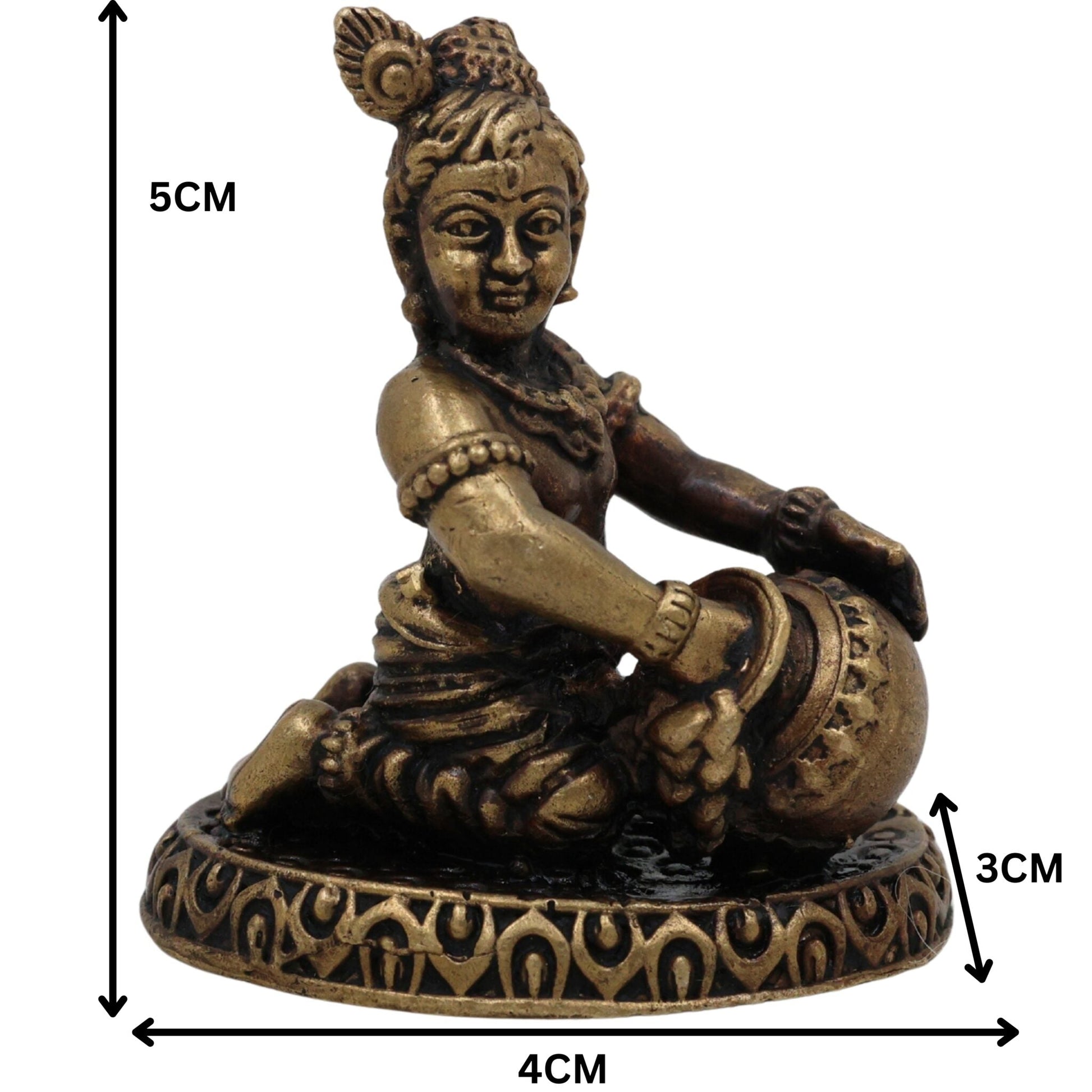 Brass Krishna Idol, Handcrafted Peetal Gopala Murti, Pital Govinda Statue, Balakrishna Moorti, Madhava Figurine for Pooja & Decor, Gold, 2 Inch, 1 Piece