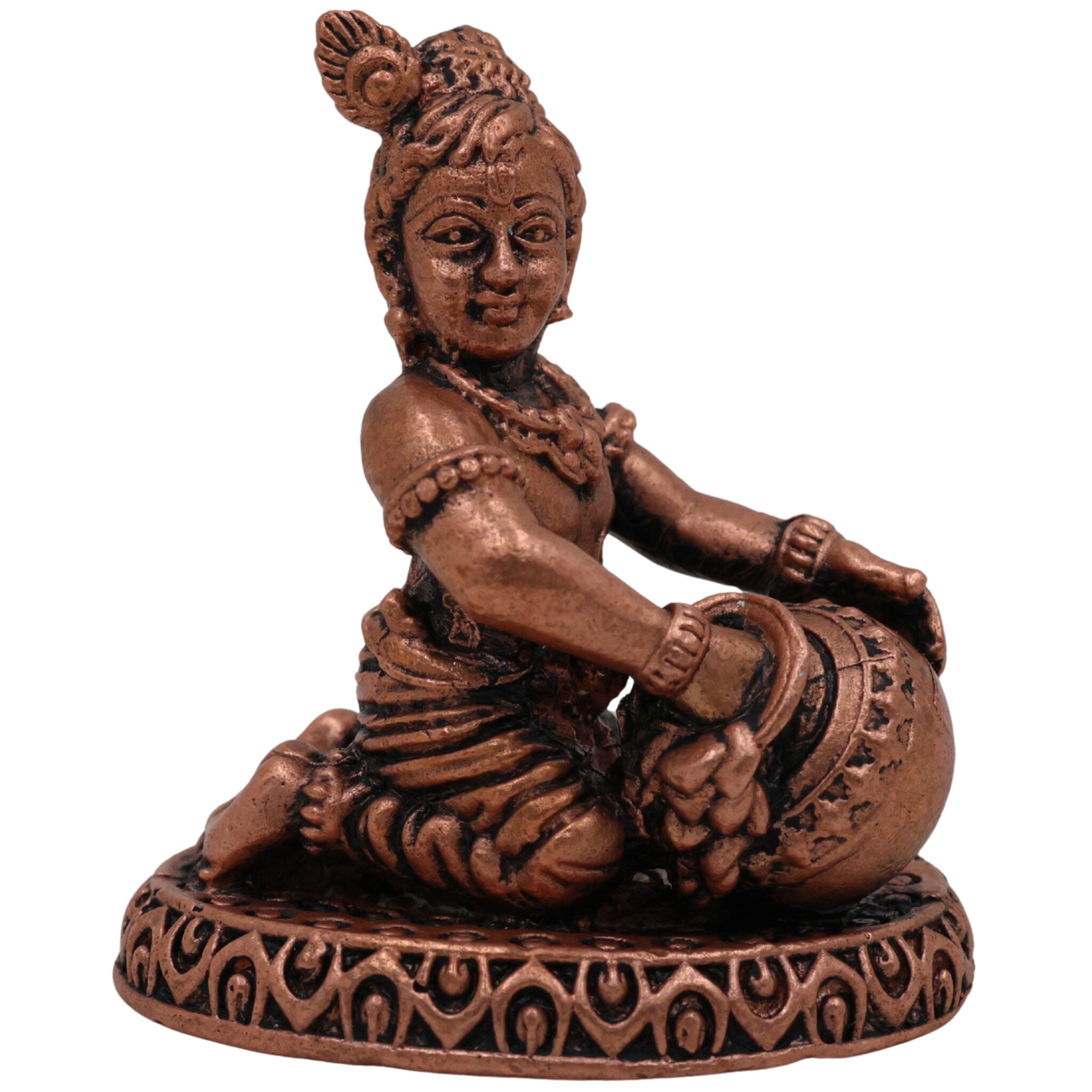 Copper Krishna Idol, Handcrafted Tamra Gopala Murti,Thamira Govinda Statue, Balakrishna Vigraham, Pure Tamraloha Kanha Moorti for Pooja & Home Decor, Brown, 2 Inch, 1 Piece