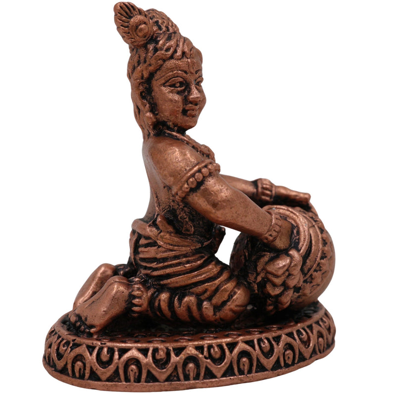 Copper Krishna Idol, Handcrafted Tamra Gopala Murti,Thamira Govinda Statue, Balakrishna Vigraham, Pure Tamraloha Kanha Moorti for Pooja & Home Decor, Brown, 2 Inch, 1 Piece
