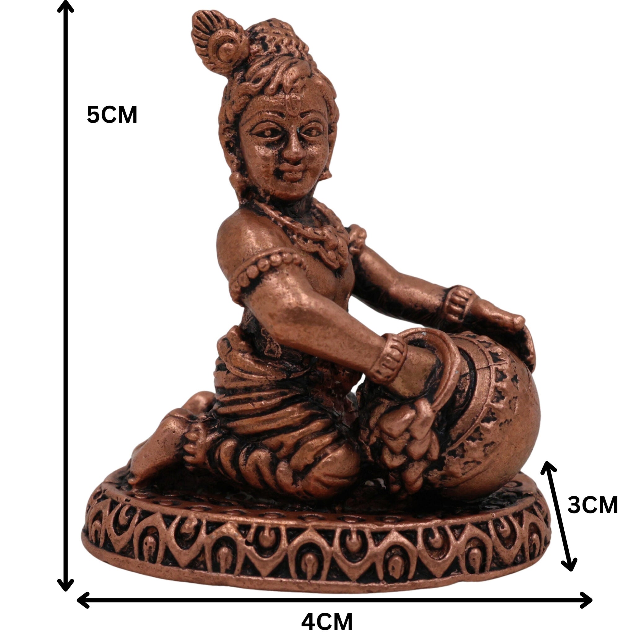 Copper Krishna Idol, Handcrafted Tamra Gopala Murti,Thamira Govinda Statue, Balakrishna Vigraham, Pure Tamraloha Kanha Moorti for Pooja & Home Decor, Brown, 2 Inch, 1 Piece