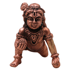 Copper Krishna Idol Tamra Govinda Gopala Murti Tamba Shyamsundar Madhava Murlidhar Vigraha for Pooja Mandir Home Decor Gift, Brown, 2 Inch, 1 Piece