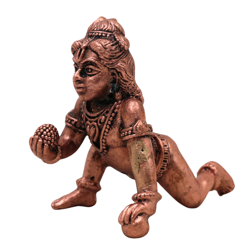 Copper Krishna Idol Tamra Govinda Gopala Murti Tamba Shyamsundar Madhava Murlidhar Vigraha for Pooja Mandir Home Decor Gift, Brown, 2 Inch, 1 Piece