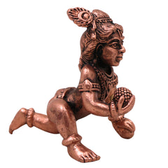 Copper Krishna Idol Tamra Govinda Gopala Murti Tamba Shyamsundar Madhava Murlidhar Vigraha for Pooja Mandir Home Decor Gift, Brown, 2 Inch, 1 Piece