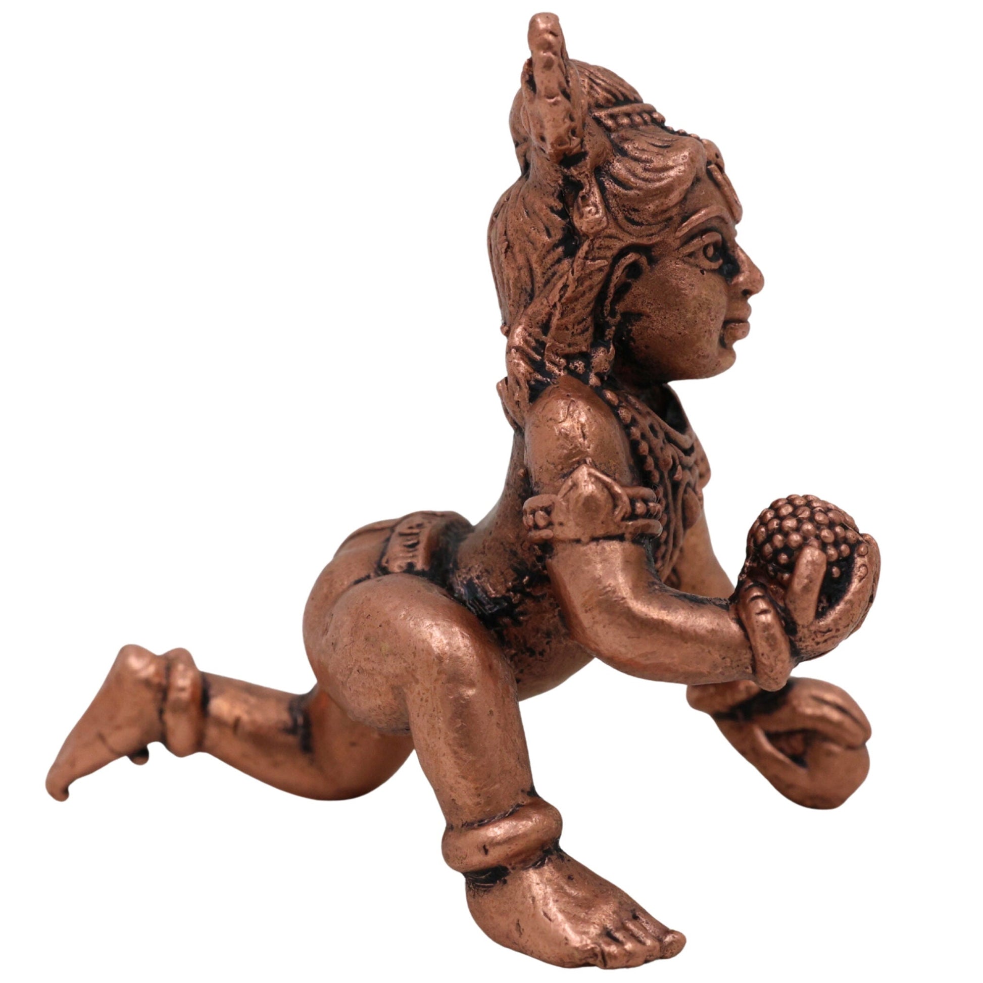 Copper Bala Krishna Idol,Tamra Laddu Gopal Murti, Makhan Chor Gopala Statue, Handcrafted Tamraloha Krishna Moorti for Pooja & Home Decor, Brown, 2 Inch, 1 Piece