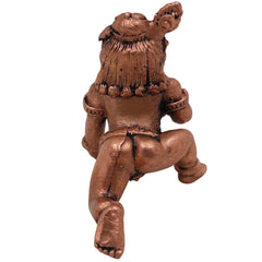 Copper Bala Krishna Idol,Tamra Laddu Gopal Murti, Makhan Chor Gopala Statue, Handcrafted Tamraloha Krishna Moorti for Pooja & Home Decor, Brown, 2 Inch, 1 Piece
