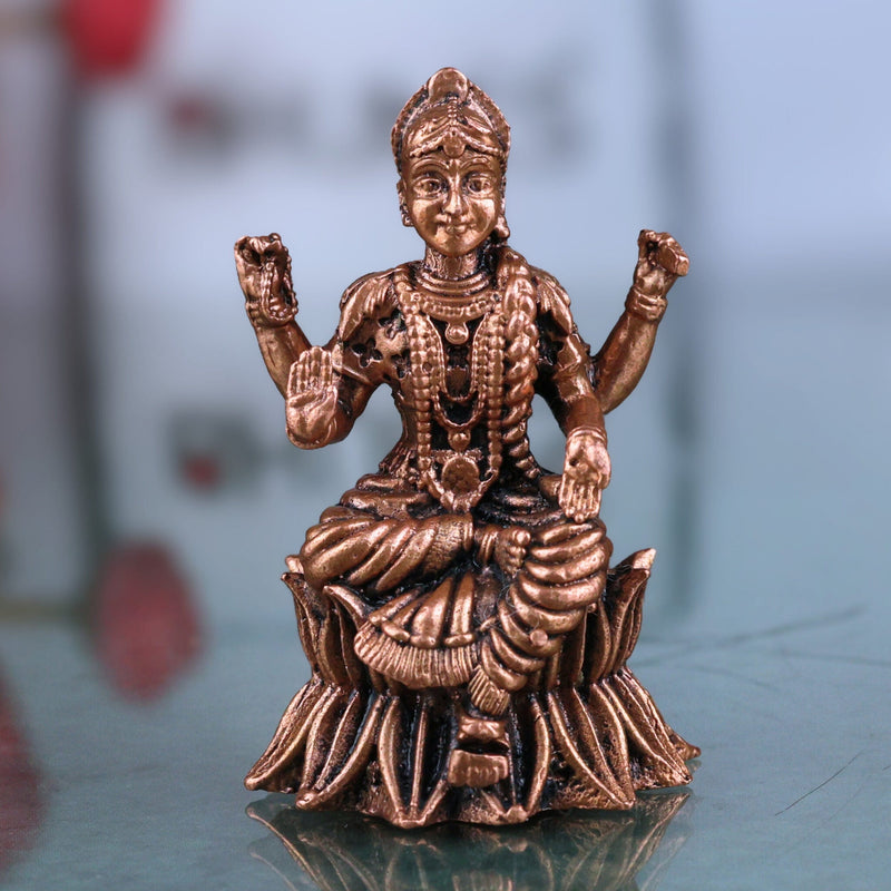 Copper Balambhika Idol, Bala Tripura Sundari Devi Murti, Handcrafted Bala Ambika Amman Statue, Tamra Bala Devi Vigraham for Pooja, Temple & Home Decor, Brown, 2 Inch, 1 Piece