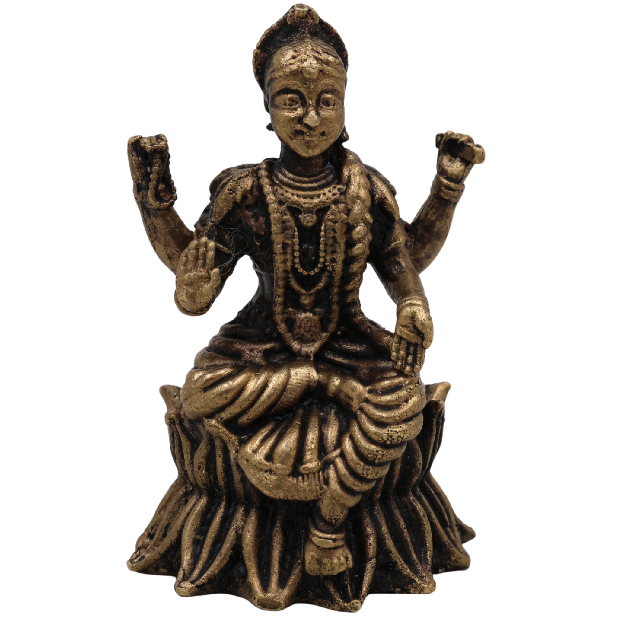 Brass Balambhika Idol, Bala Tripura Sundari Murti, Bala Devi Amman Statue, Peetal Bala Parameshwari Vigraham, Handmade Bala Ambika Moorthi for Pooja & Home Decor, Brown, 2 Inch, 1 Piece