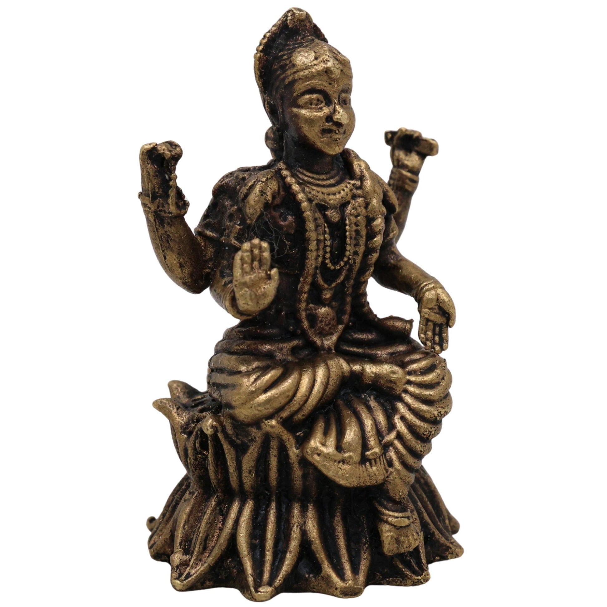 Brass Balambhika Idol, Bala Tripura Sundari Murti, Bala Devi Amman Statue, Peetal Bala Parameshwari Vigraham, Handmade Bala Ambika Moorthi for Pooja & Home Decor, Brown, 2 Inch, 1 Piece