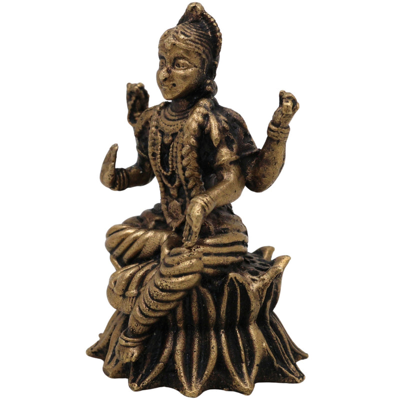 Brass Balambhika Idol, Bala Tripura Sundari Murti, Bala Devi Amman Statue, Peetal Bala Parameshwari Vigraham, Handmade Bala Ambika Moorthi for Pooja & Home Decor, Brown, 2 Inch, 1 Piece