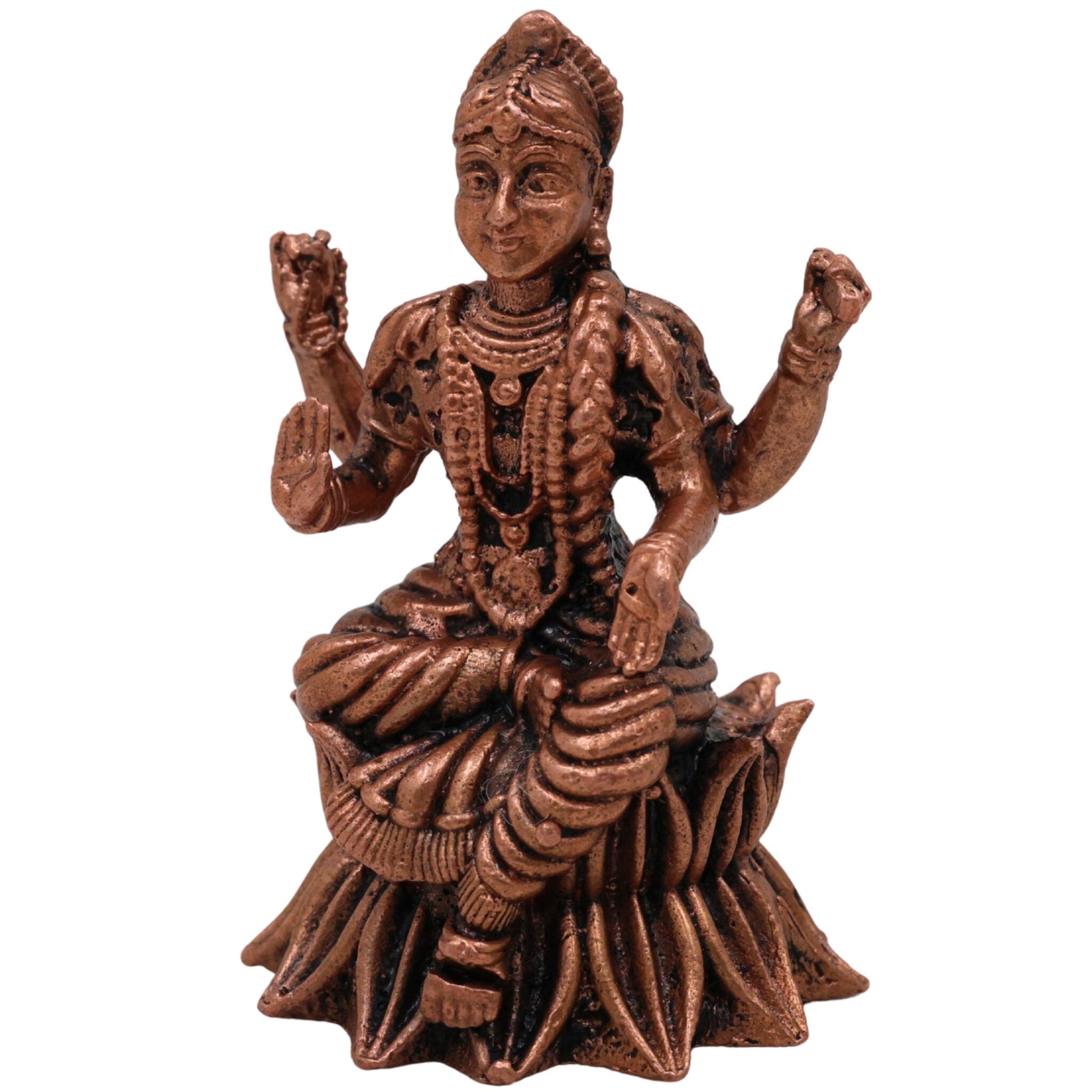 Copper Balambhika Idol, Bala Tripura Sundari Devi Murti, Handcrafted Bala Ambika Amman Statue, Tamra Bala Devi Vigraham for Pooja, Temple & Home Decor, Brown, 2 Inch, 1 Piece