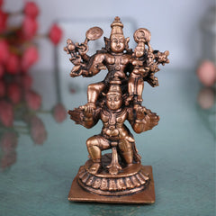 Copper Vishnu Lakshmi Garuda Murti, Lakshmi Narayana on Garuda Idol, Garuda Vahana Vishnu Lakshmi Statue,Handcrafted Pooja Moorti for Home & Temple, Brown, 4.5 Inch, 1 Piece