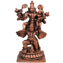 Copper Vishnu Lakshmi Garuda Murti, Lakshmi Narayana on Garuda Idol, Garuda Vahana Vishnu Lakshmi Statue,Handcrafted Pooja Moorti for Home & Temple, Brown, 4.5 Inch, 1 Piece