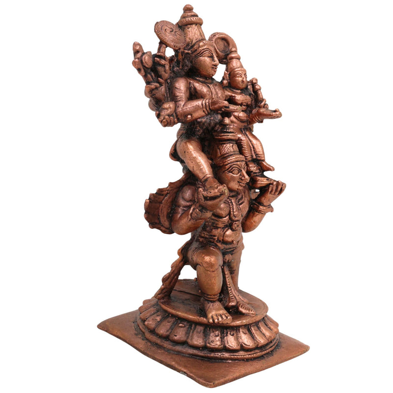 Copper Vishnu Lakshmi Garuda Murti, Lakshmi Narayana on Garuda Idol, Garuda Vahana Vishnu Lakshmi Statue,Handcrafted Pooja Moorti for Home & Temple, Brown, 4.5 Inch, 1 Piece