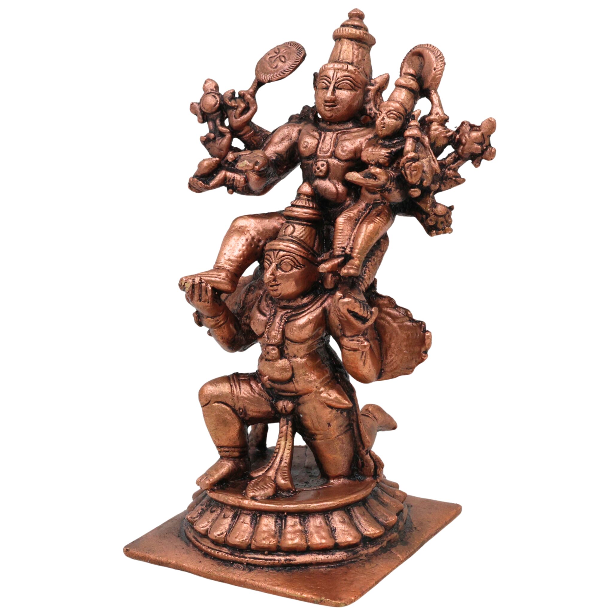 Copper Vishnu Lakshmi Garuda Murti, Lakshmi Narayana on Garuda Idol, Garuda Vahana Vishnu Lakshmi Statue,Handcrafted Pooja Moorti for Home & Temple, Brown, 4.5 Inch, 1 Piece