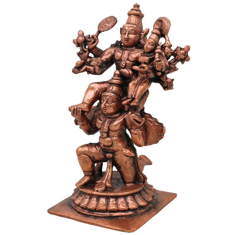 Copper Vishnu Lakshmi Garuda Murti, Lakshmi Narayana on Garuda Idol, Garuda Vahana Vishnu Lakshmi Statue,Handcrafted Pooja Moorti for Home & Temple, Brown, 4.5 Inch, 1 Piece