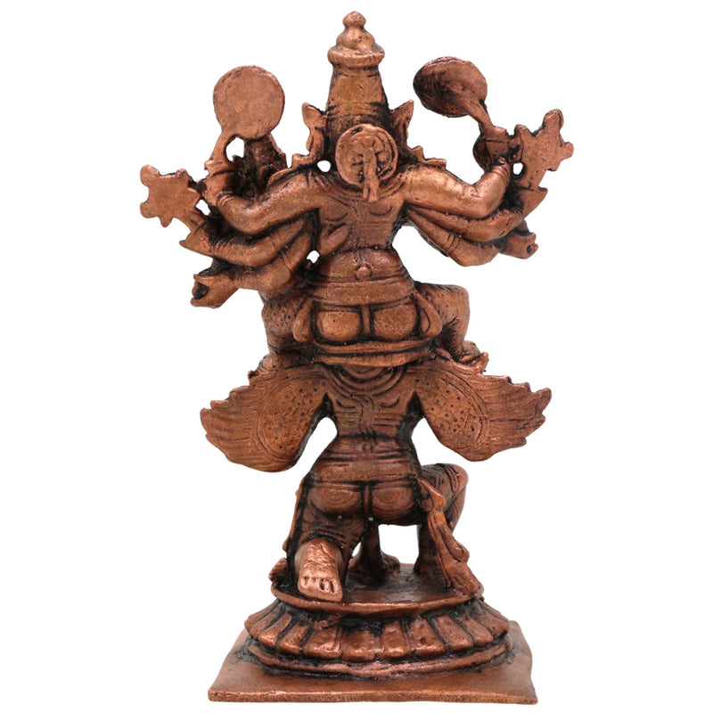 Copper Vishnu Lakshmi Garuda Murti, Lakshmi Narayana on Garuda Idol, Garuda Vahana Vishnu Lakshmi Statue,Handcrafted Pooja Moorti for Home & Temple, Brown, 4.5 Inch, 1 Piece