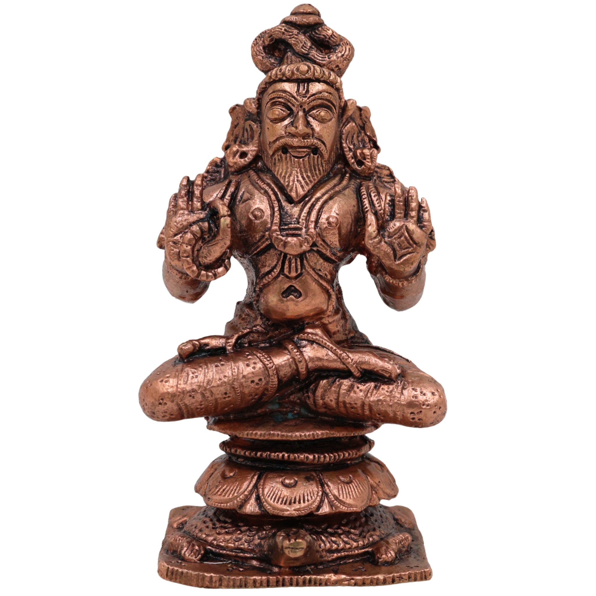 Copper Agastya Idol Agathiyar Murti, Tamra Agasthiar Statue, Agastya Rishi Vigraham for Pooja, Temple & Home Decor, Brown, 3.5 Inch, 1 Piece