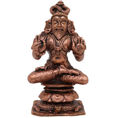 Copper Agastya Idol Agathiyar Murti, Tamra Agasthiar Statue, Agastya Rishi Vigraham for Pooja, Temple & Home Decor, Brown, 3.5 Inch, 1 Piece