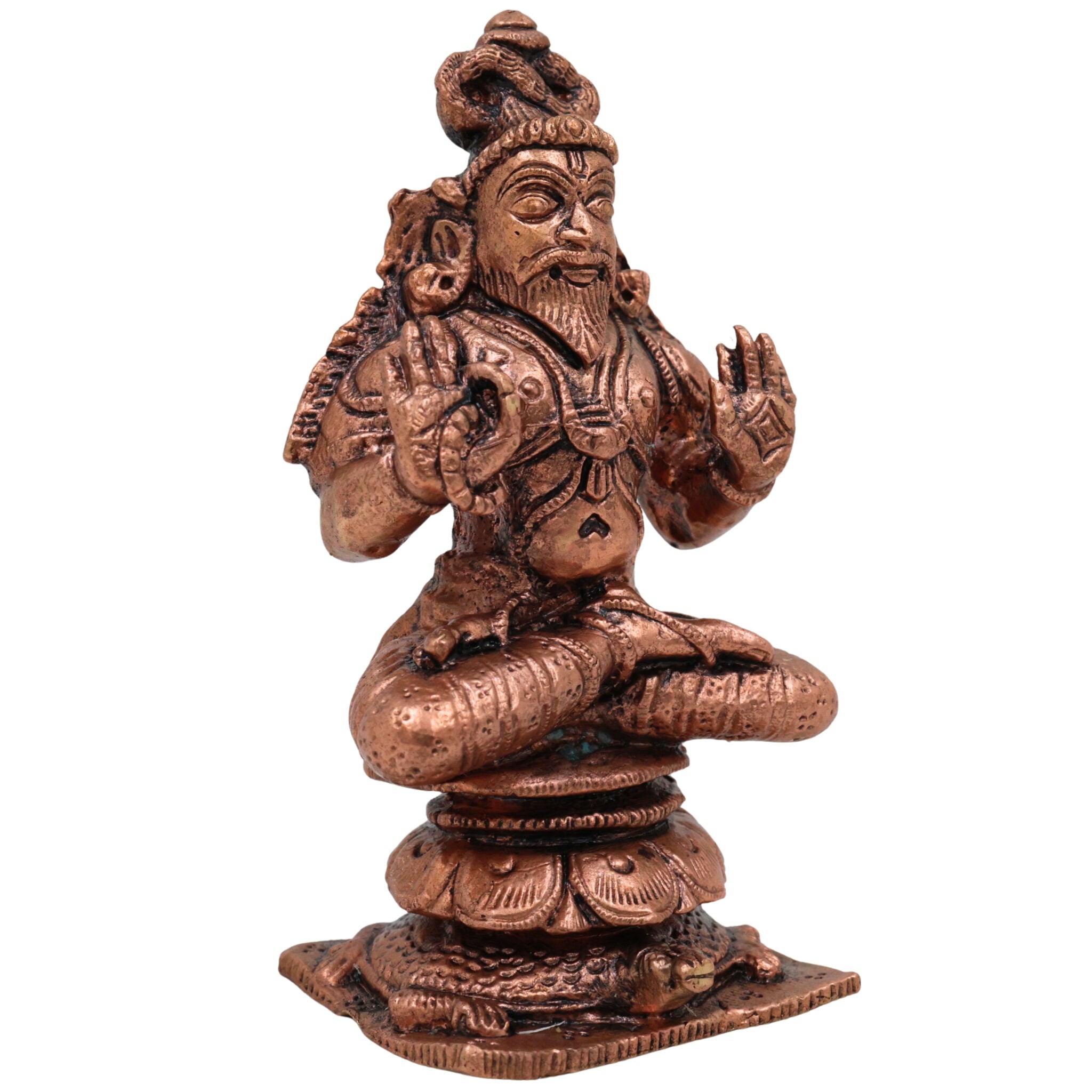 Copper Agastya Idol Agathiyar Murti, Tamra Agasthiar Statue, Agastya Rishi Vigraham for Pooja, Temple & Home Decor, Brown, 3.5 Inch, 1 Piece