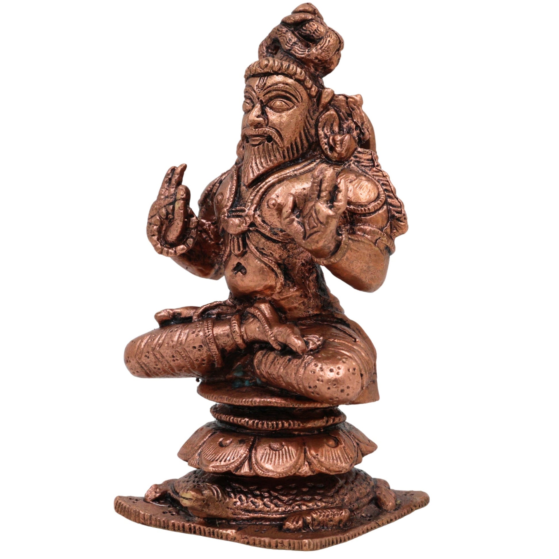 Copper Agastya Idol Agathiyar Murti, Tamra Agasthiar Statue, Agastya Rishi Vigraham for Pooja, Temple & Home Decor, Brown, 3.5 Inch, 1 Piece