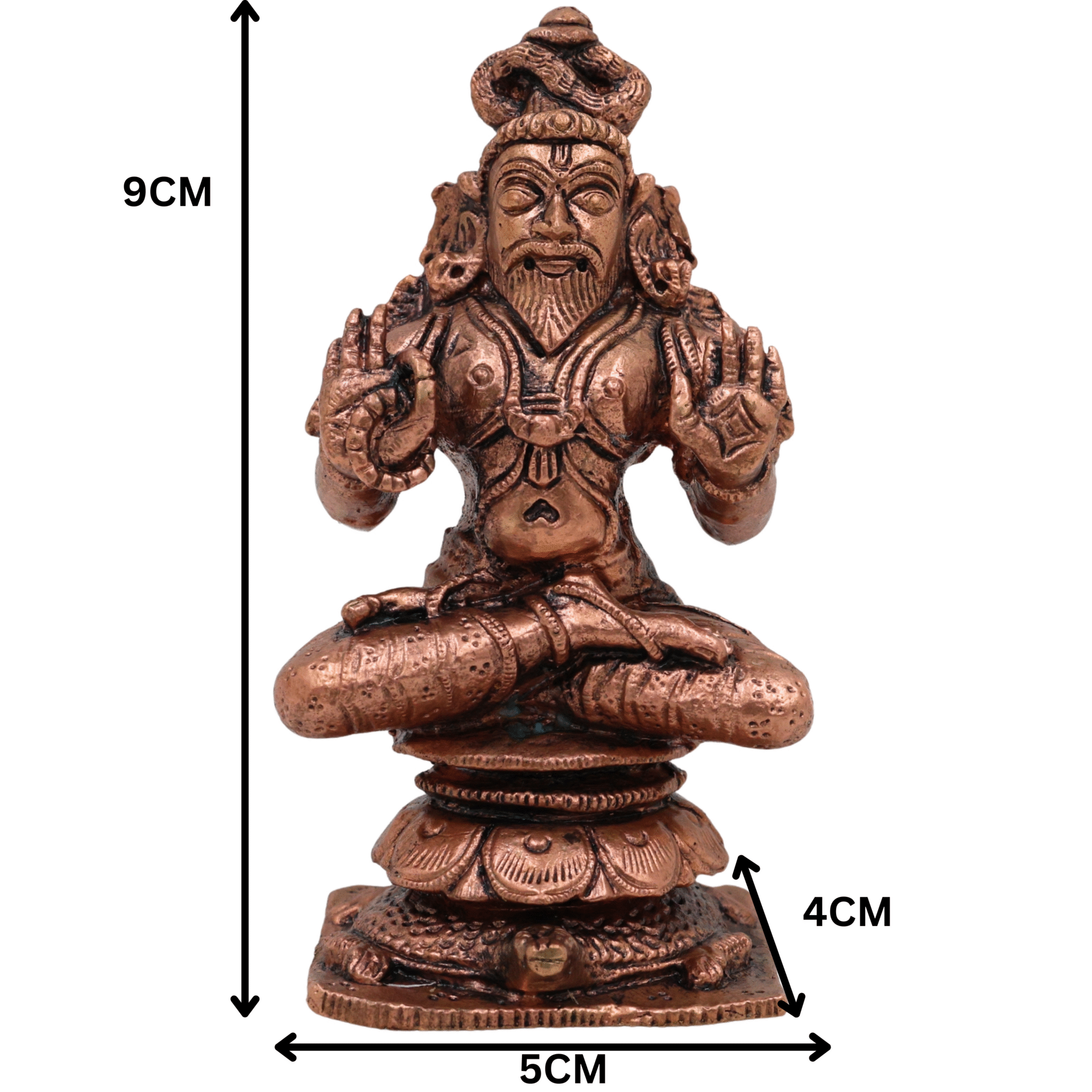 Copper Agastya Idol Agathiyar Murti, Tamra Agasthiar Statue, Agastya Rishi Vigraham for Pooja, Temple & Home Decor, Brown, 3.5 Inch, 1 Piece