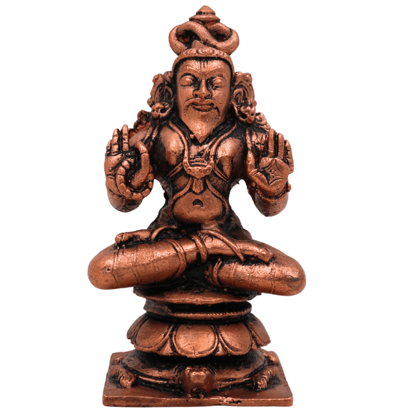 Copper Agastya Idol, Agathiyar Siddhar Murti, Tamra Agasthiar Statue, Agastya Maharishi Vigraham for Puja & Home Decor, Brown, 3.5 Inch, 1 Piece
