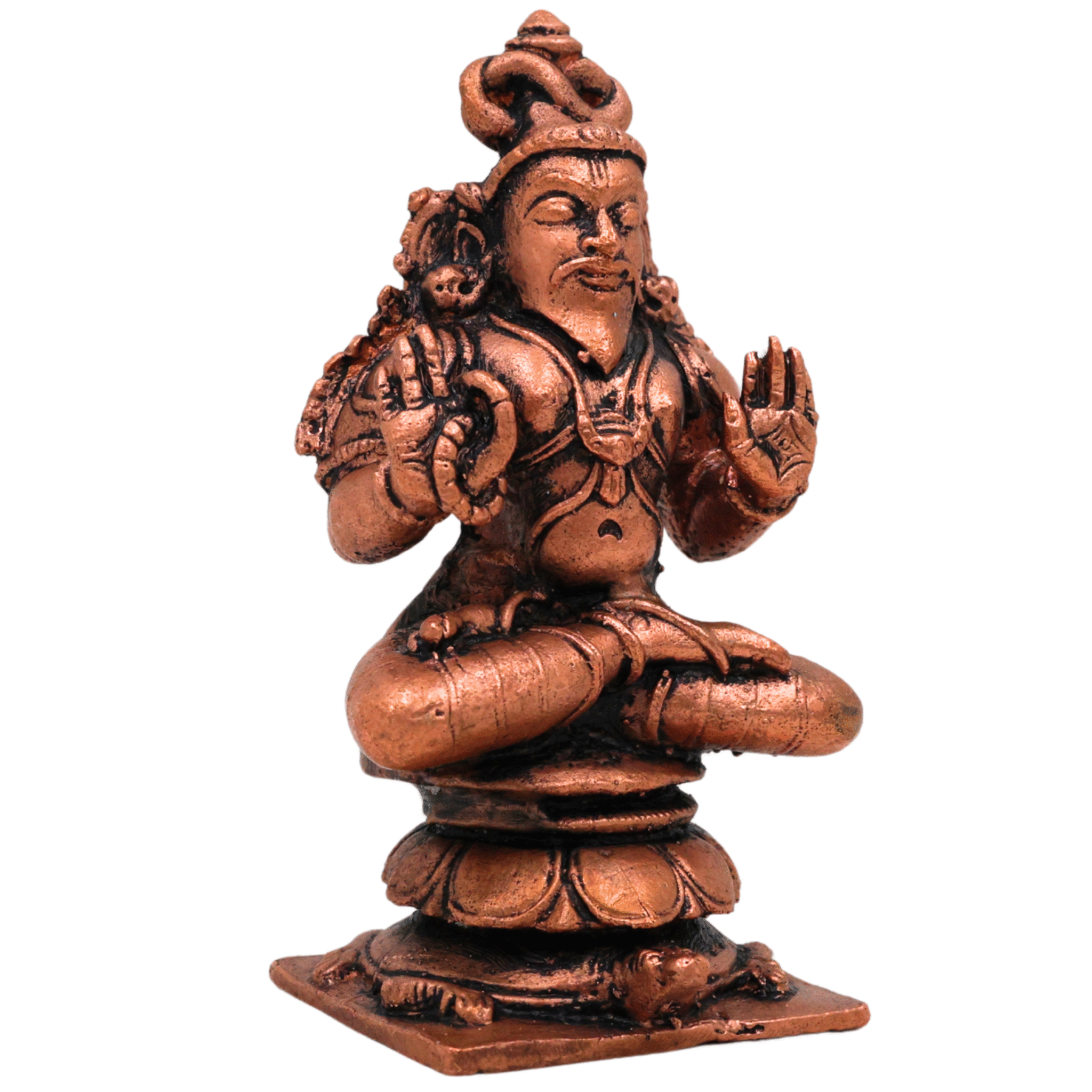Copper Agastya Idol, Agathiyar Siddhar Murti, Tamra Agasthiar Statue, Agastya Maharishi Vigraham for Puja & Home Decor, Brown, 3.5 Inch, 1 Piece