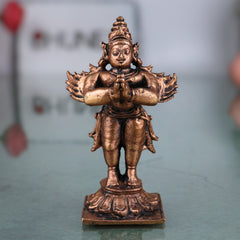 Copper Garuda Dev Idol,Tamra Garuda Murti, Vishnu Vahana Pakshiraja Statue, Suparna Vainateya Tamraloha Garuda Bhagwan for Pooja, Temple & Home Decor, Brown, 3 Inch, 1 Piece
