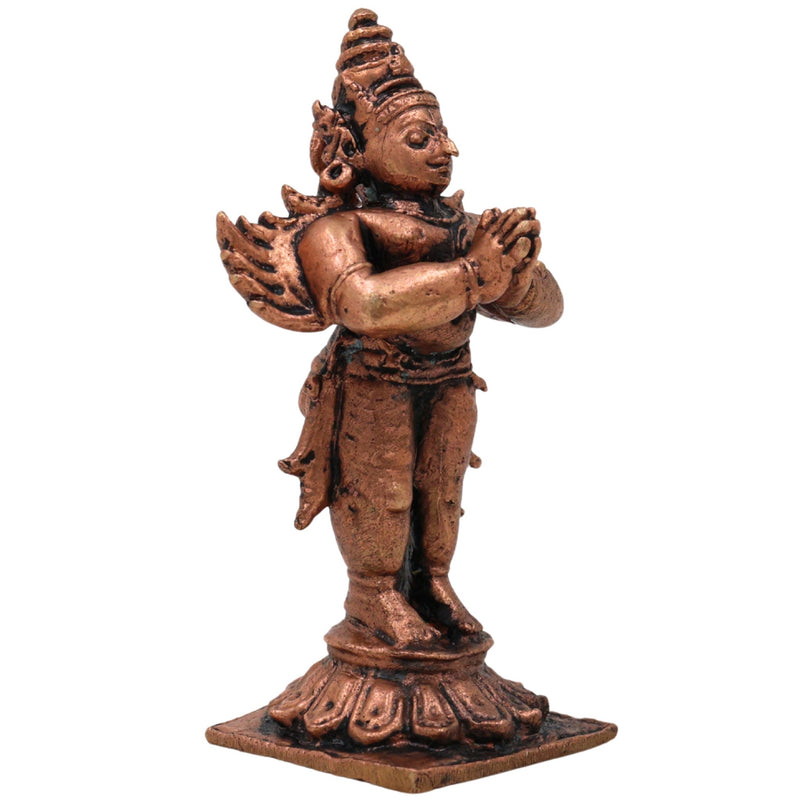 Copper Garuda Dev Idol,Tamra Garuda Murti, Vishnu Vahana Pakshiraja Statue, Suparna Vainateya Tamraloha Garuda Bhagwan for Pooja, Temple & Home Decor, Brown, 3 Inch, 1 Piece