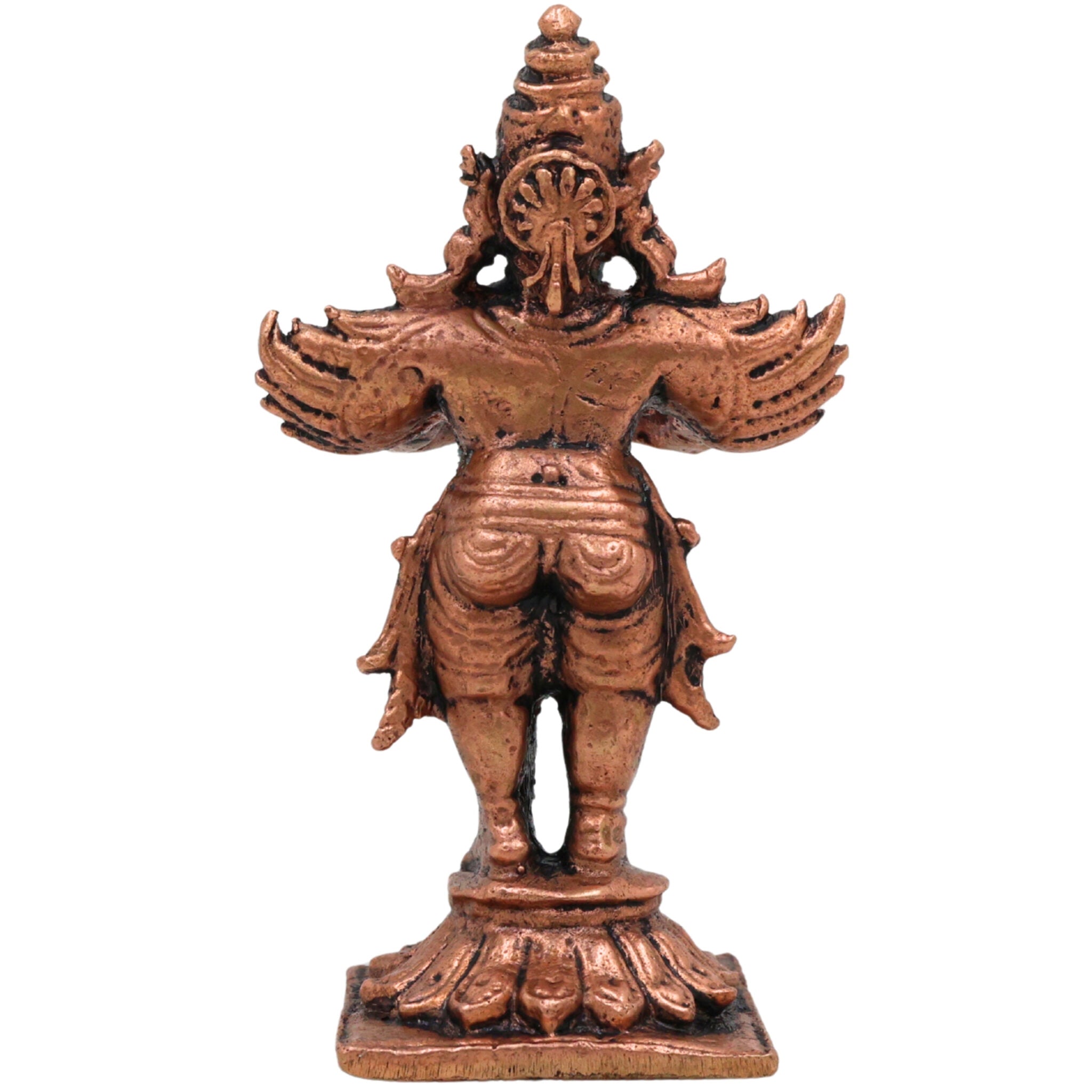 Copper Garuda Dev Idol,Tamra Garuda Murti, Vishnu Vahana Pakshiraja Statue, Suparna Vainateya Tamraloha Garuda Bhagwan for Pooja, Temple & Home Decor, Brown, 3 Inch, 1 Piece
