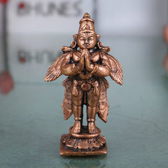 Copper Garuda Dev Idol, Tamra Garuda Murti, Vishnu Vahana Pakshiraja Statue, Tamraloha Garuda Devta | Handcrafted Garuda Bhagwan Murti for Pooja & Home Decor, Brown, 2.5 Inch, 1 Piece