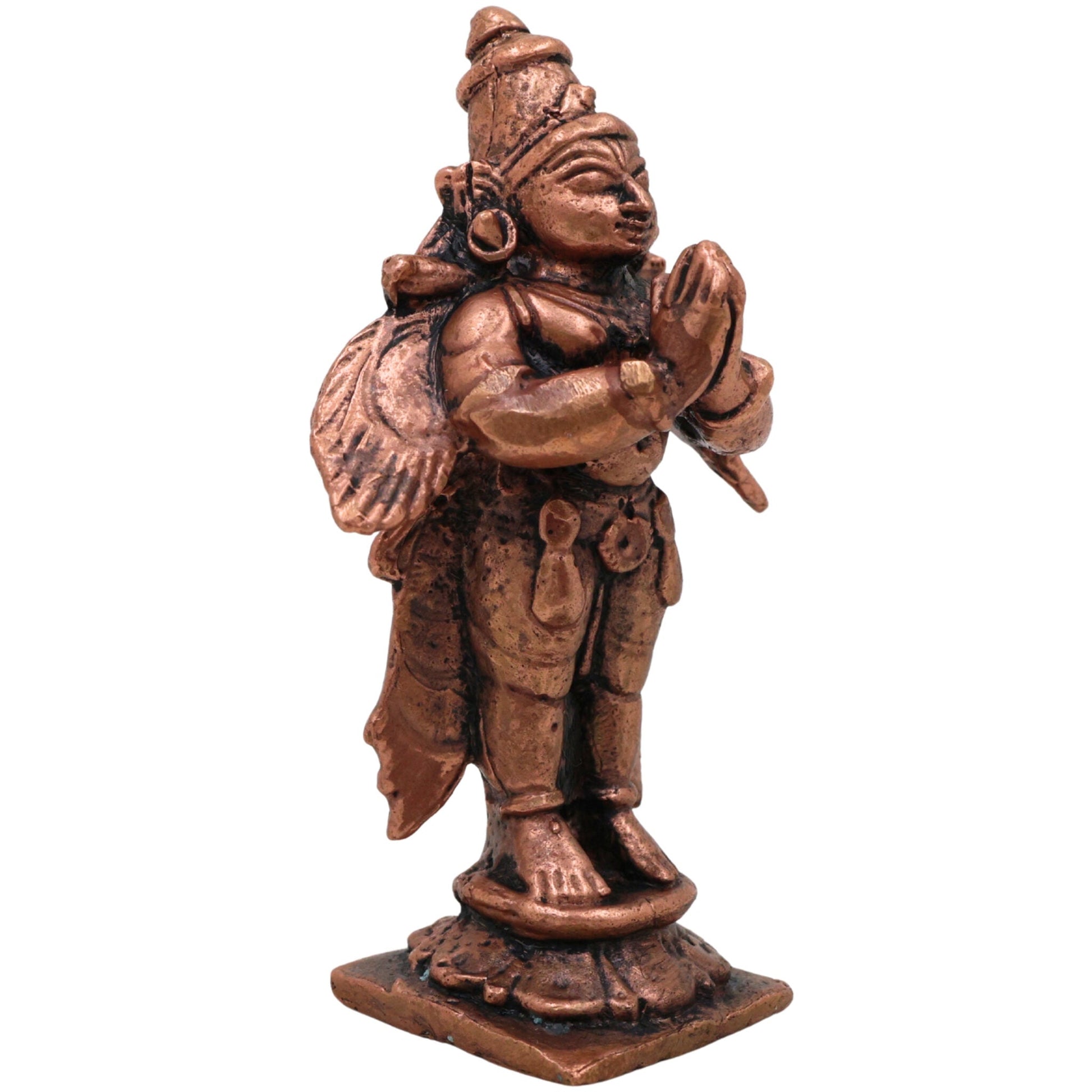 Copper Garuda Dev Idol, Tamra Garuda Murti, Vishnu Vahana Pakshiraja Statue, Tamraloha Garuda Devta | Handcrafted Garuda Bhagwan Murti for Pooja & Home Decor, Brown, 2.5 Inch, 1 Piece
