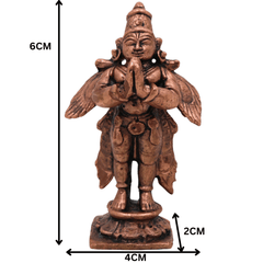 Copper Garuda Dev Idol, Tamra Garuda Murti, Vishnu Vahana Pakshiraja Statue, Tamraloha Garuda Devta | Handcrafted Garuda Bhagwan Murti for Pooja & Home Decor, Brown, 2.5 Inch, 1 Piece