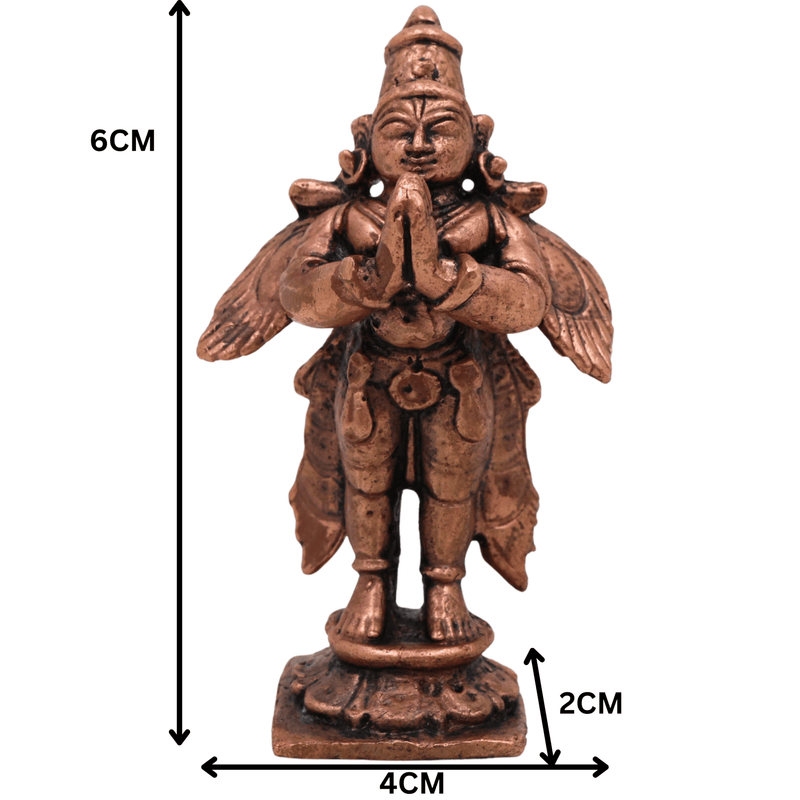 Copper Garuda Dev Idol, Tamra Garuda Murti, Vishnu Vahana Pakshiraja Statue, Tamraloha Garuda Devta | Handcrafted Garuda Bhagwan Murti for Pooja & Home Decor, Brown, 2.5 Inch, 1 Piece