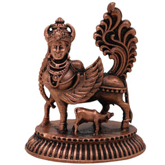 Copper Kamadhenu Idol, Tamra Gomata Cow Statue, Thamira Surabhi Nandini Murti for Pooja, Home Decor & Divine, Brown, 2.5 Inch, 1 Piece