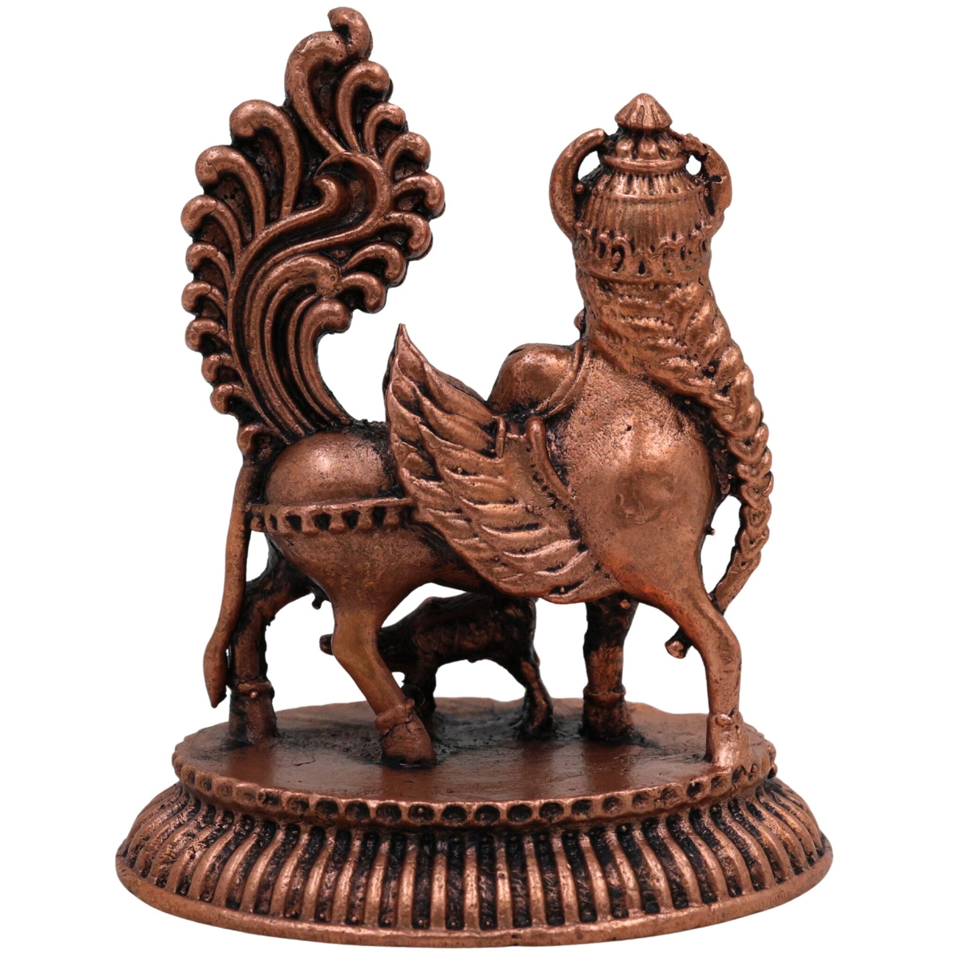 Copper Kamadhenu Idol, Tamra Gomata Cow Statue, Thamira Surabhi Nandini Murti for Pooja, Home Decor & Divine, Brown, 2.5 Inch, 1 Piece