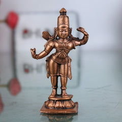 Copper Rama Idol, Handcrafted Tamra Ram Murti, Thamira Ramachandra Statue, Raghava Vigraham, Kodanda Rama Moorti for Pooja, Temple & Home Decor, Brown, 2 Inch, 1 Piece