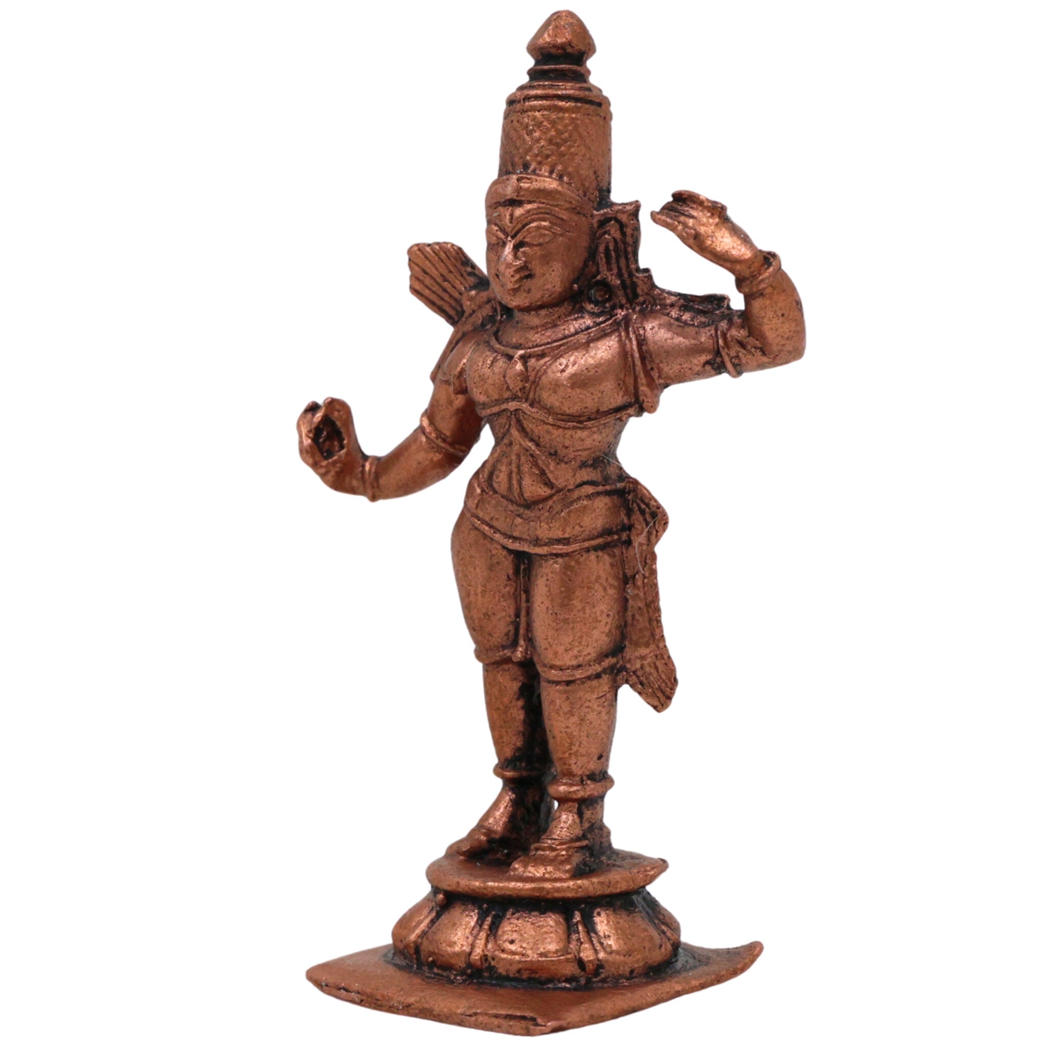 Copper Rama Idol, Handcrafted Tamra Ram Murti, Thamira Ramachandra Statue, Raghava Vigraham, Kodanda Rama Moorti for Pooja, Temple & Home Decor, Brown, 2 Inch, 1 Piece