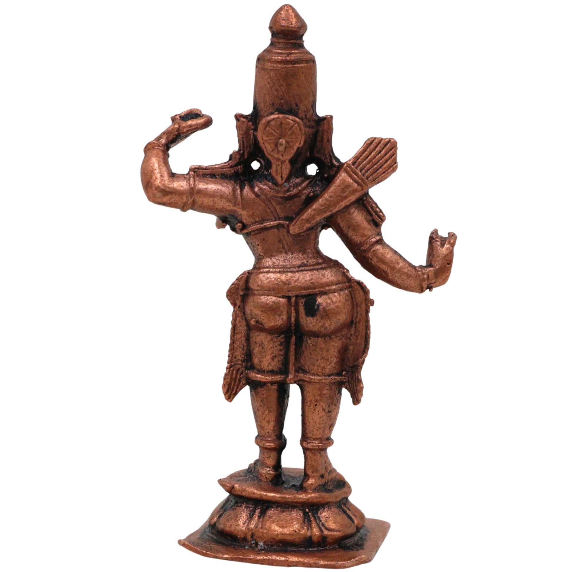 Copper Rama Idol, Handcrafted Tamra Ram Murti, Thamira Ramachandra Statue, Raghava Vigraham, Kodanda Rama Moorti for Pooja, Temple & Home Decor, Brown, 2 Inch, 1 Piece
