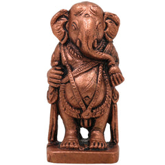 Pure Copper Yedmunji Ganesha Idol, Handcrafted Tamra Ganapati Vinayaka Statue, Thamira Ganesh Murti for Home Temple Pooja Decor & Spiritual Gift, Brown, 2.5 Inch, 1 Piece