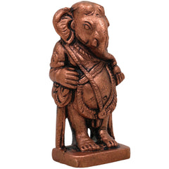 Pure Copper Yedmunji Ganesha Idol, Handcrafted Tamra Ganapati Vinayaka Statue, Thamira Ganesh Murti for Home Temple Pooja Decor & Spiritual Gift, Brown, 2.5 Inch, 1 Piece