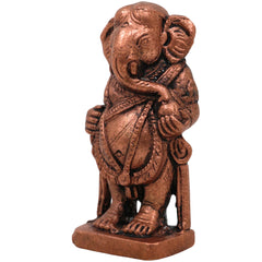 Pure Copper Yedmunji Ganesha Idol, Handcrafted Tamra Ganapati Vinayaka Statue, Thamira Ganesh Murti for Home Temple Pooja Decor & Spiritual Gift, Brown, 2.5 Inch, 1 Piece