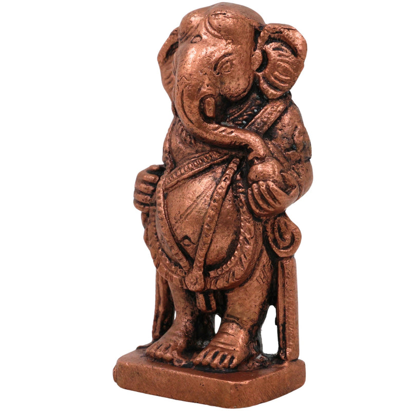 Pure Copper Yedmunji Ganesha Idol, Handcrafted Tamra Ganapati Vinayaka Statue, Thamira Ganesh Murti for Home Temple Pooja Decor & Spiritual Gift, Brown, 2.5 Inch, 1 Piece