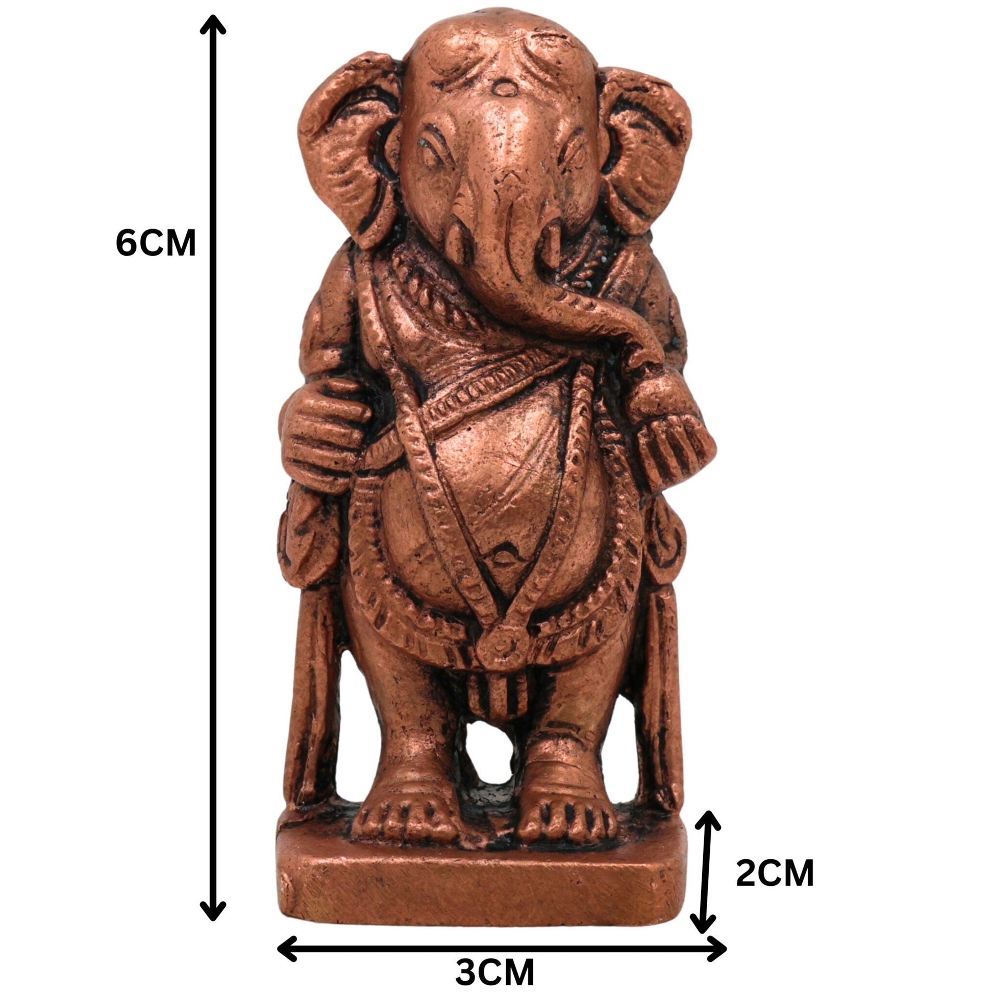 Pure Copper Yedmunji Ganesha Idol, Handcrafted Tamra Ganapati Vinayaka Statue, Thamira Ganesh Murti for Home Temple Pooja Decor & Spiritual Gift, Brown, 2.5 Inch, 1 Piece