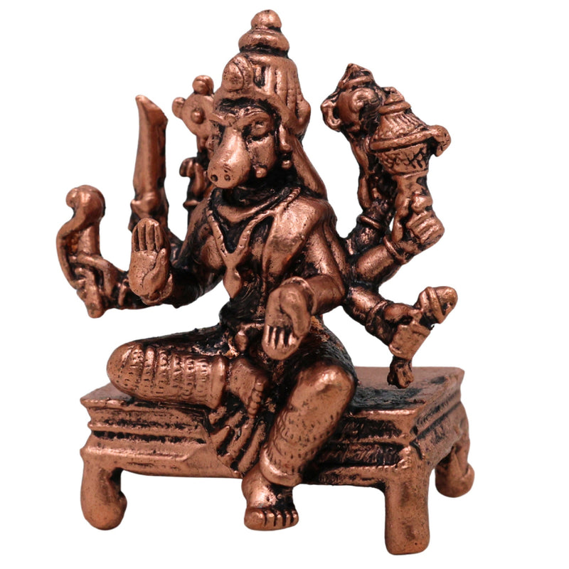 Handcrafted Copper Varahi Amman Idol, Tamra Varahi Devi Murti, Thamira Varahi Amman Statue for Pooja, Home Decor & Gifts, Brown, 1.5 Inch, 1 Piece